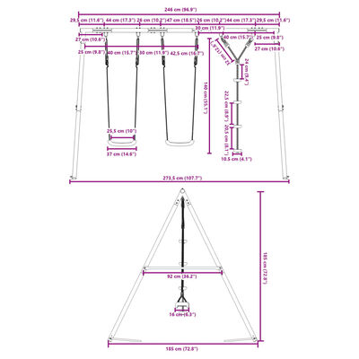 vidaXL Outdoor Swing Set with Swings and Disc Swing