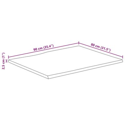 vidaXL Table Top 90x80x2.5 cm Live Edge Solid Wood Mango