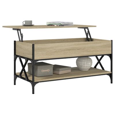 vidaXL Coffee Table Sonoma Oak 100x50x50 cm Engineered Wood and Metal
