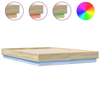 vidaXL Bed Frame with LED without Mattress Sonoma Oak 140x200 cm