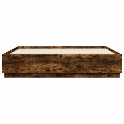 vidaXL Bed Frame with LED without Mattress Smoked Oak 200x200 cm