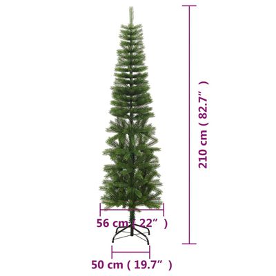 vidaXL Artificial Slim Christmas Tree with Stand 210 cm PE