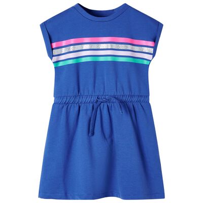 Kids' Dress with Drawstring Cobalt Blue 128