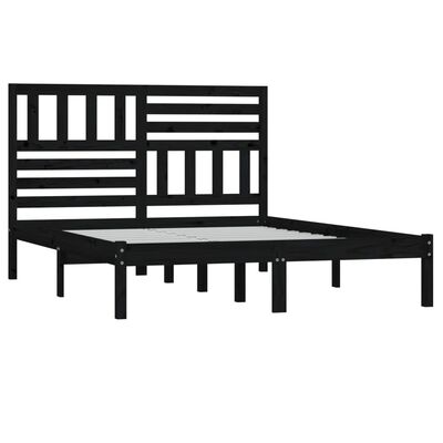 vidaXL Bed Frame without Mattress Black Solid Wood Pine 140x200 cm