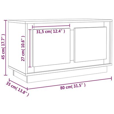 vidaXL TV Cabinet Grey Sonoma 80x35x45 cm Engineered Wood