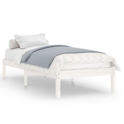 vidaXL Bed Frame without Mattress White Solid Wood 100x200 cm