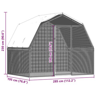 vidaXL Chicken Cage with Roof and Door Silver Galvanised Steel