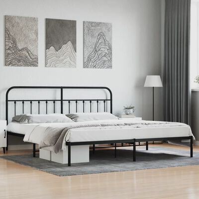 vidaXL Metal Bed Frame without Mattress with Headboard Black 193x203 cm