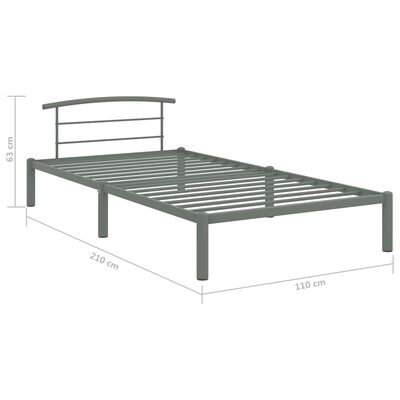 vidaXL Bed Frame without Mattress Grey Metal 100x200 cm