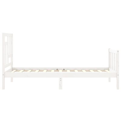 vidaXL Bed Frame without Mattress White Single Solid Wood Pine