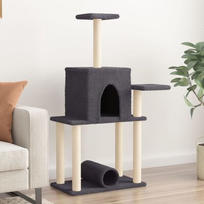 vidaXL Cat Tree with Sisal Scratching Posts Dark Grey 122 cm