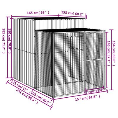 vidaXL Chicken Cage with Run Anthracite 165x251x181 cm Galvanised Steel