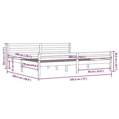 vidaXL Bed Frame without Mattress Solid Wood 180x200 cm Super King Size