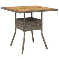 vidaXL Garden Table with Acacia Wood Top Grey 80x80x75 cm Poly Rattan