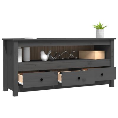 vidaXL TV Cabinet Grey 114x35x52 cm Solid Wood Pine