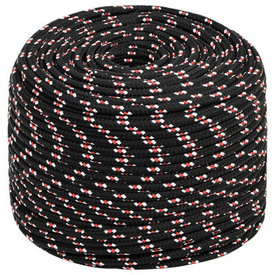 vidaXL Boat Rope Black 8 mm 250 m Polypropylene