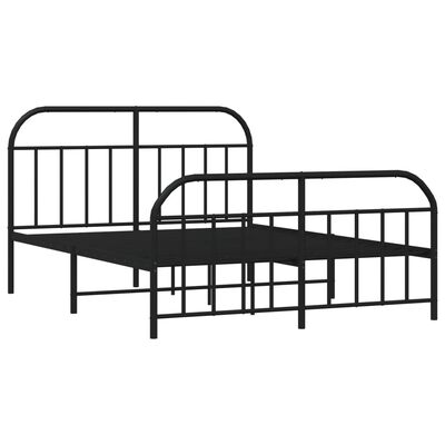 vidaXL Metal Bed Frame without Mattress with Footboard Black 135x190 cm Double