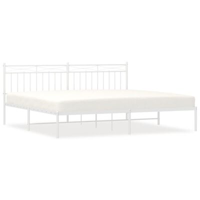 vidaXL Metal Bed Frame without Mattress with Headboard White 193x203 cm