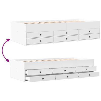 vidaXL Daybed with Drawers White 90x190 cm Engineered Wood