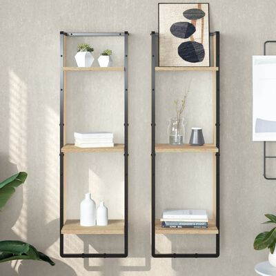 vidaXL 3-Tier Wall Shelf Sonoma Oak 30x25x100 cm Engineered Wood