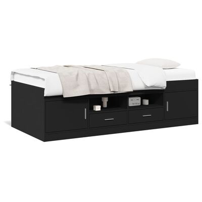 vidaXL Daybed with Drawers without Mattress Black 75x190 cm Small Single