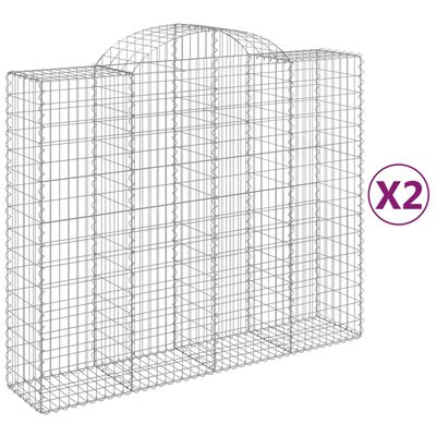 vidaXL Arched Gabion Baskets 2 pcs 200x50x160/180 cm Galvanised Iron