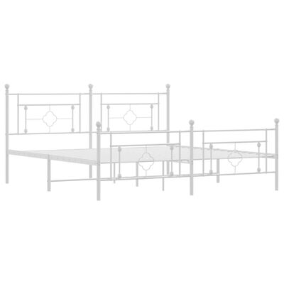 vidaXL Metal Bed Frame without Mattress with Footboard White 180x200 cm Super King