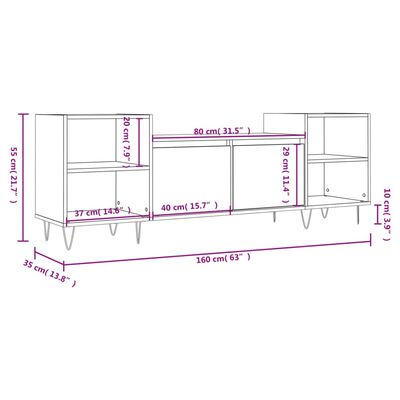 vidaXL TV Cabinet Grey Sonoma 160x35x55 cm Engineered Wood