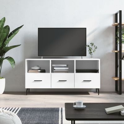 vidaXL TV Cabinet High Gloss White 102x36x50 cm Engineered Wood