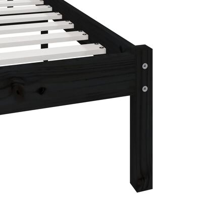 vidaXL Bed Frame without Mattress Black 90x190 cm Single Solid Wood Pine