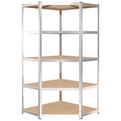 vidaXL 5-Layer Shelves 5 pcs Silver Steel&Engineered Wood