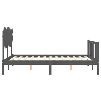 vidaXL Bed Frame without Mattress Grey King Size Solid Wood Pine