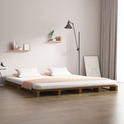 vidaXL Pallet Bed without Mattress Honey Brown 140x190 cm Solid Wood