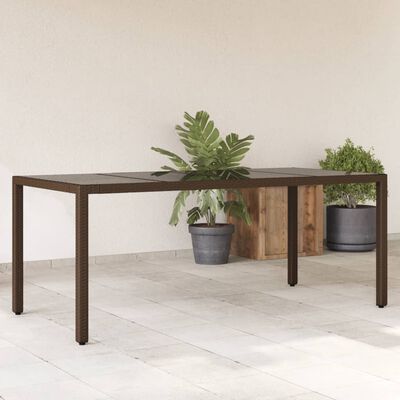 vidaXL Garden Table with Glass Top Brown 90x90x75 cm Poly Rattan