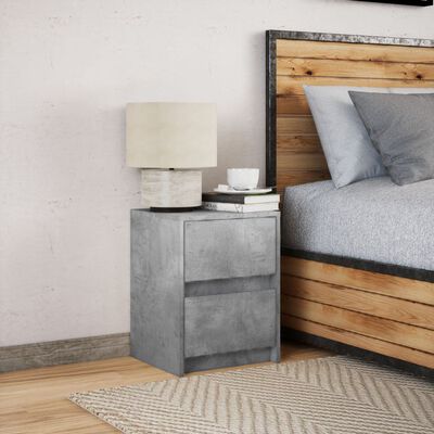 vidaXL Bedside Cabinet with LED Lights Concrete Grey Engineered Wood