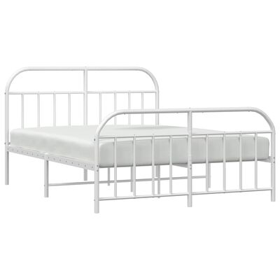 vidaXL Metal Bed Frame without Mattress with Footboard White 180x200 cm Super King