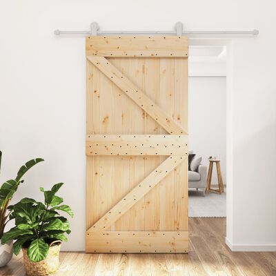 vidaXL Sliding Door with Hardware Set 100x210 cm Solid Wood Pine