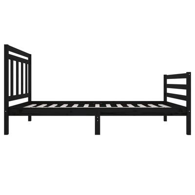 vidaXL Bed Frame without Mattress Black Solid Wood 90x200 cm