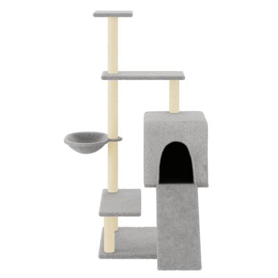 vidaXL Cat Tree with Sisal Scratching Posts Light Grey 130.5 cm