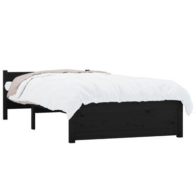 vidaXL Bed Frame without Mattress Black Solid Wood 75x190 cm Small Single