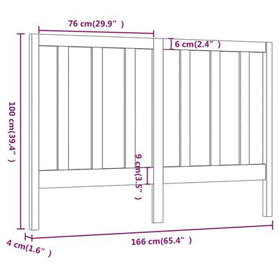 vidaXL Bed Headboard Grey 166x4x100 cm Solid Wood Pine