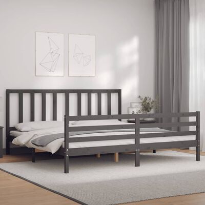 vidaXL Bed Frame without Mattress Grey 200x200 cm Solid Wood Pine