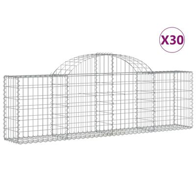 vidaXL Arched Gabion Baskets 30 pcs 200x30x60/80 cm Galvanised Iron