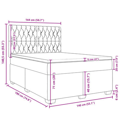 vidaXL Box Spring Bed with Mattress Dark Green 140x190 cm Velvet