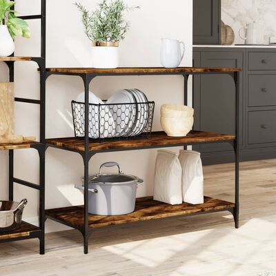 vidaXL Kitchen Trolley Smoked Oak 102x50x95 cm Engineered Wood