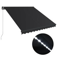 vidaXL Manual Retractable Awning with LED 300x250 cm Anthracite