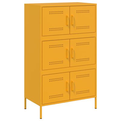 vidaXL Highboard Mustard Yellow 68x39x113 cm Steel