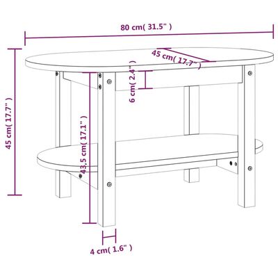 vidaXL Coffee Table Black 80x45x45 cm Solid Wood Pine