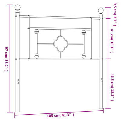 vidaXL Metal Headboard White 100 cm