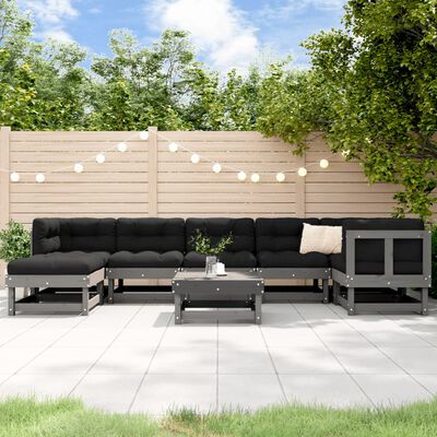 vidaXL 8 Piece Garden Lounge Set Grey Solid Wood Pine